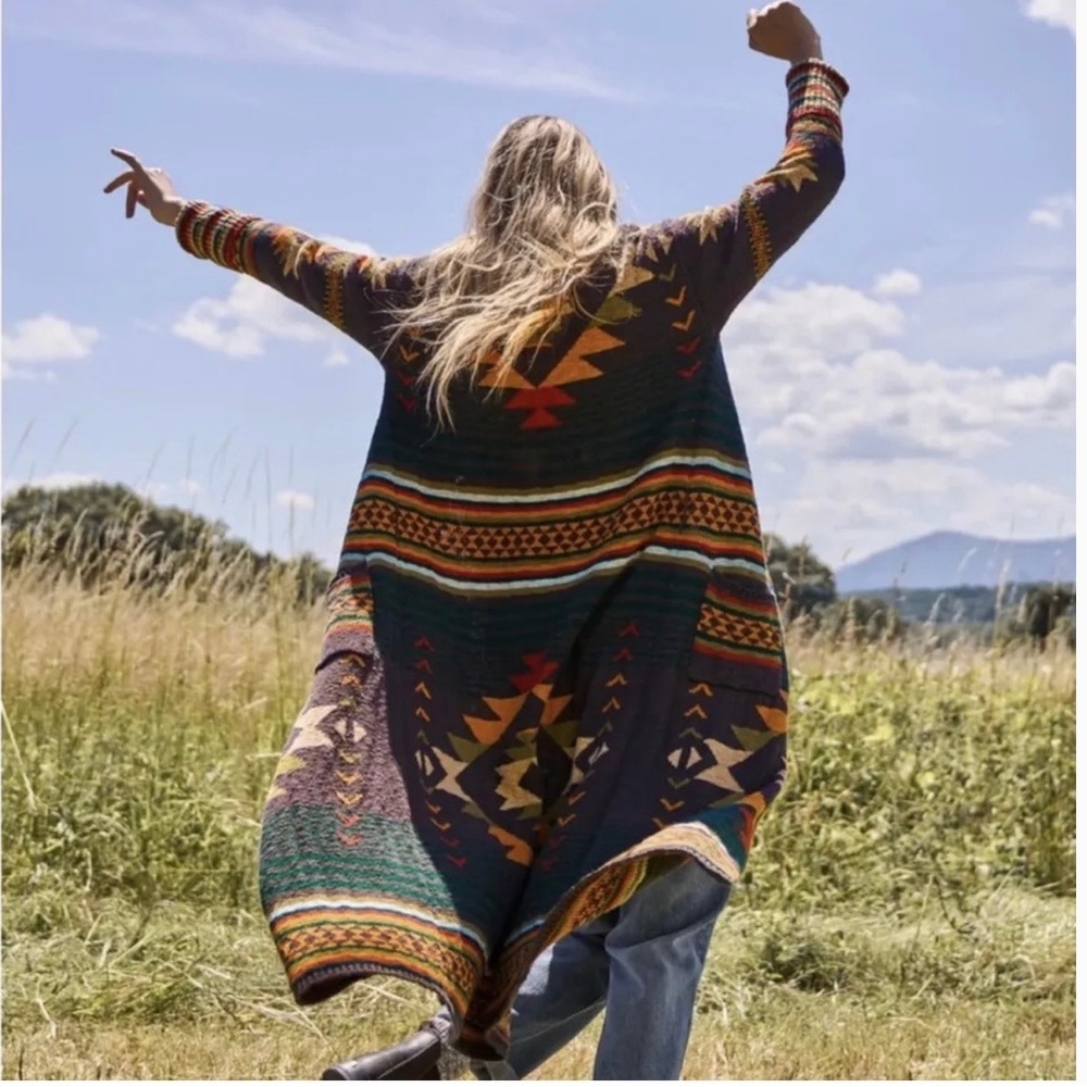Faherty PALOMA DUSTER CARDIGAN VALLEY MULTI size S southwest festival aztec